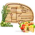 RV Cutting Board Campsite Retro Happy Camper Bamboo Wood Camper Chopping Board Perfect Serving Tray for Vegetables Fruit Cheese